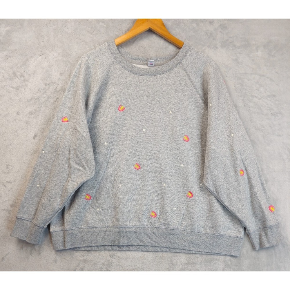 Old Navy Women's Sweatshirt Size XXL Rainbows Grey Gray Dots Y2K Style